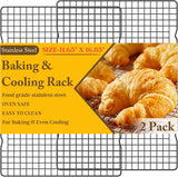 2PCS Cooling Racks for Cooking and Baking - 10" x 15"Heavy Duty Stainless Steel Wire Rack for Baking, Grilling, Roasting - Oven & Dishwasher Safe - Fits Jelly Roll Sheet Pan-Silver