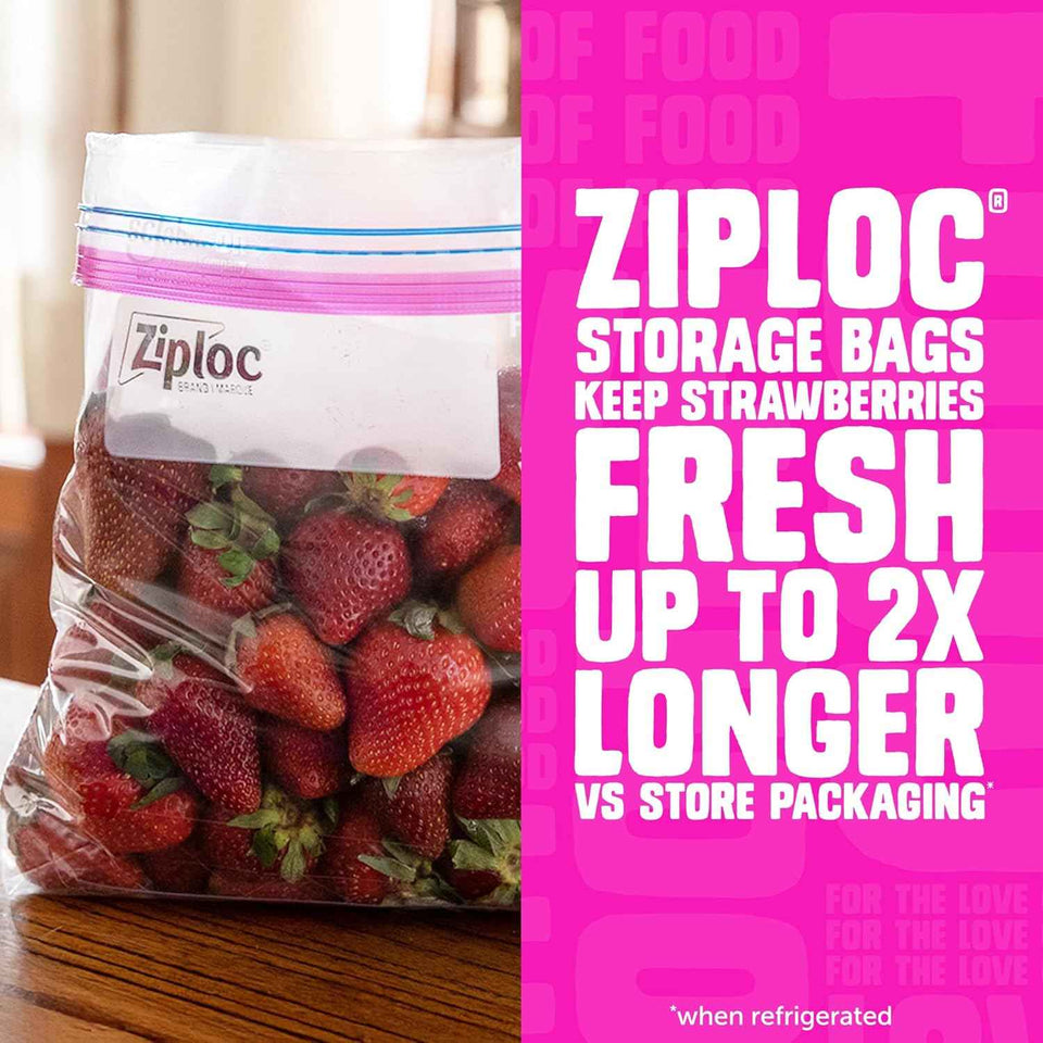 Ziploc Gallon Food Storage Bags with Stand-Up Bottom and Easy Fill Design