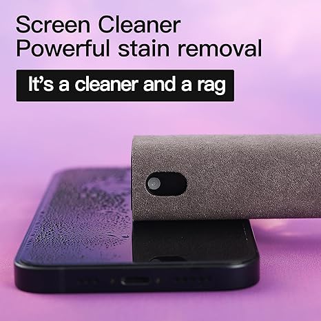 Touchscreen Screen Cleaner Kit 2 Pcs, Phone, Tablet and Car Screen Cleaner, Two in One Spray and Microfiber Cloth(Grey&Pink)