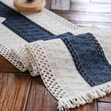 Alynsehom Macrame Table Runner Cream Beige Boho Table Runners with Tassels Hand Woven Cotton Table Runner Rustic Farmhouse Table Runners for Bohemian Kitchen Dining Table(12x71in)