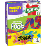 Fruit by the Foot 10.2 oz variety pack box with 16 gluten-free, vitamin C, individually wrapped pouches