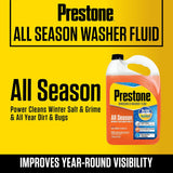 Prestone AS658 2-in-1 windshield washer fluid, 1 gallon, advanced winter de-icer and summer bug wash