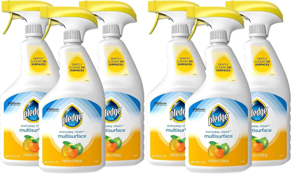 Pledge pH-Balanced Multisurface Cleaner Spray for Everyday Care, Fresh Citrus Scent, 25oz (Pack of 3)