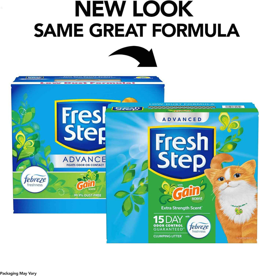 Fresh Step Advanced Clumping Litter with Febreze and Gain Scent, 37 lbs, 2 x 18.5 lb Box, Odor Control