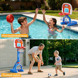 FLMAQE Toddler Basketball Hoop,Swimming Pool Basketball Hoop, Adjustable Mini Kids Basketball & Soccer Goal with4Balls & Ball Pumps for Indoor, Outdoor, Pool, Sports, Birthday Gifts for Children