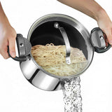Gotham Steel 5 Quart Stock Pot Multipurpose Pasta Pot with Strainer Lid & Twist and Lock Handles, Nonstick Ceramic Surface Makes for Effortless Cleanup with Tempered Glass Lid, Dishwasher Safe