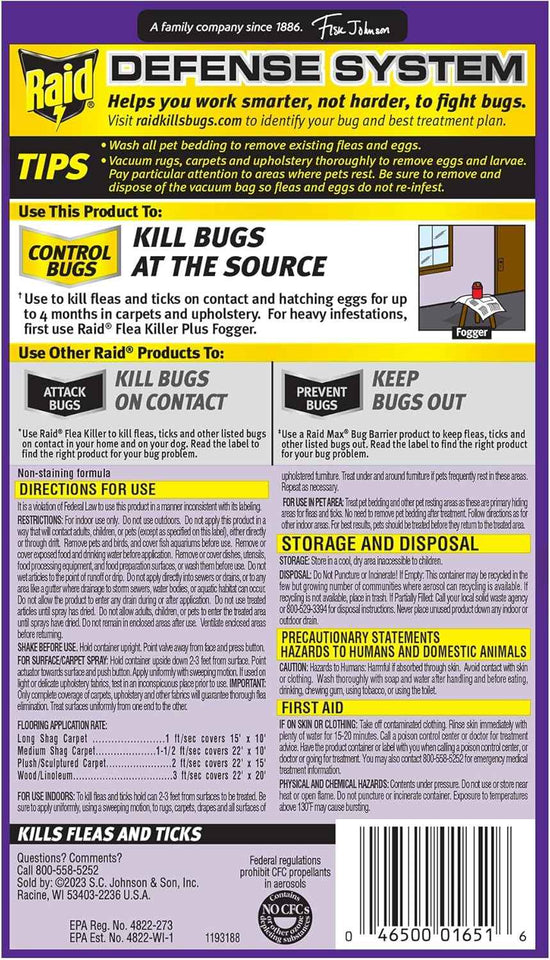 Raid Flea Killer Carpet & Room Spray, Kills hatching eggs for up to 4 months, 16 Oz
