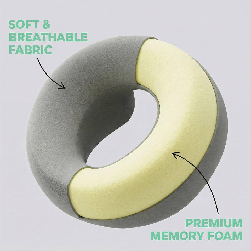 Flaskars Face Down Pillow with Breathable Fabric for Massage Table, Memory Foam Stomach Sleeping Cushion, Massage Face Cradle Headrest for Spa, Eye Surgery Recovery and Relaxation (Gray)