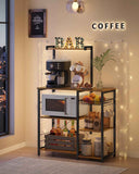 VASAGLE Baker's Rack with Wire Basket and 6 Hooks for Kitchen Storage