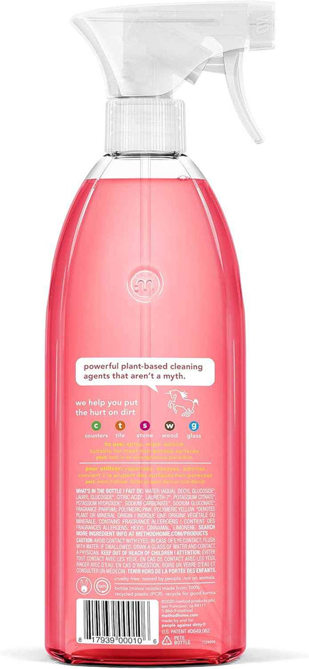 Method Plant-Based All-Purpose Cleaner Spray, Pink Grapefruit, for Counters, Tiles, and More, 28 Fl Oz, Pack of 4