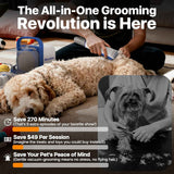 Dog Grooming Kit with Vacuum, 15000Pa Pet Hair Clipper and Shedding Brush, 50dB Low Noise, 2L Capacity, White