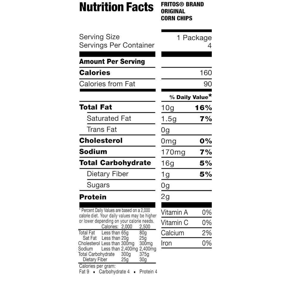 Fritos Original Corn Chips, 1 Ounce, Pack of 40, Gluten-Free, 3-Ingredient Snack