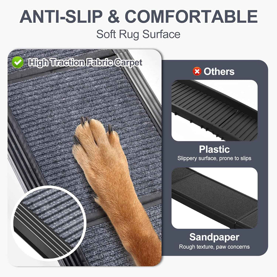 Dog Ramp for Large Dogs, 63" Long & 17" Wide, Non-Slip Rug, Portable, Folding, 250LBS Capacity