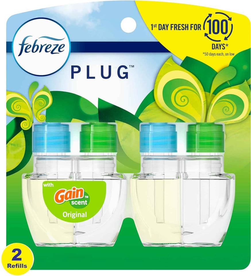 Febreze Plug In Air Freshener, Odor-Fighting Scented Oil Refill, Air Fresheners for Home and Bathroom and Kitchen, Long Lasting for Strong Odors, Sweet Watermelon Vine Scent, 0.87oz Refill, 3 Count