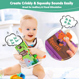 beiens Baby Books Toys, Touch and Feel Crinkle Cloth Book for Infant Baby 0-3-6-12-18 Months, Early Development Interactive Stroller Soft Toys, Newborn Gifts for Boys Girls