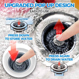 Stainless Steel 3 in 1 Kitchen Sink Drain Strainer & Stopper with Anti-Clogging Basket, fits US Standard 3-1/2'' Sink Drain Hole, Silver