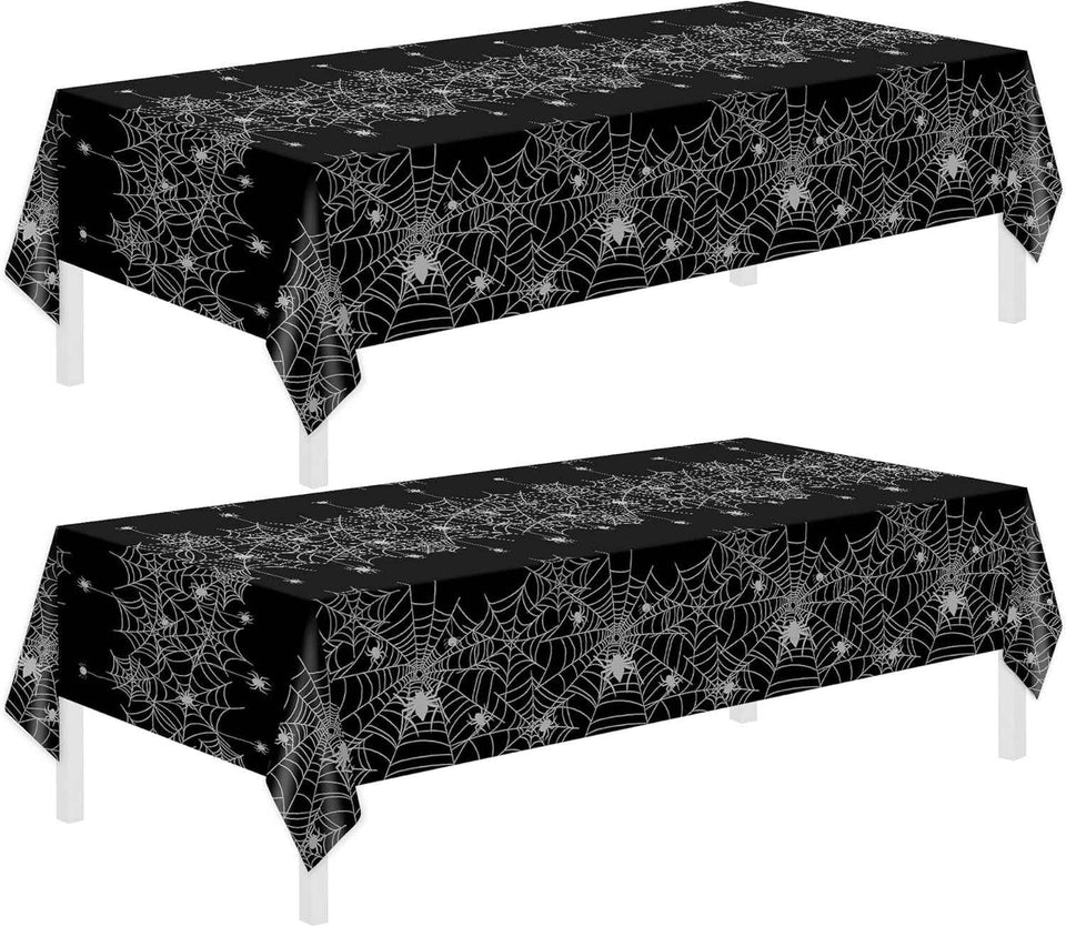 Childom 2 Pack Christmas Tablecloths,Christmas Party Decoration,54 x 108 Inch,Disposable Plastic Table Cloths Rectangular for Party Supplies,Xmas Tree Table Cover for Home,Dinner,Indoor,Outdoor,Picnic