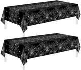 Childom 2 Pack Christmas Tablecloths,Christmas Party Decoration,54 x 108 Inch,Disposable Plastic Table Cloths Rectangular for Party Supplies,Xmas Tree Table Cover for Home,Dinner,Indoor,Outdoor,Picnic