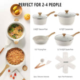 SENSARTE Nonstick Ceramic Cookware Set 13-Piece, Healthy Pots and Pans Set, Non-toxic Kitchen Cooking Set with Stay-Cool Handles, Silicone Tools and Pot Protectors, PFAS and PFOA Free