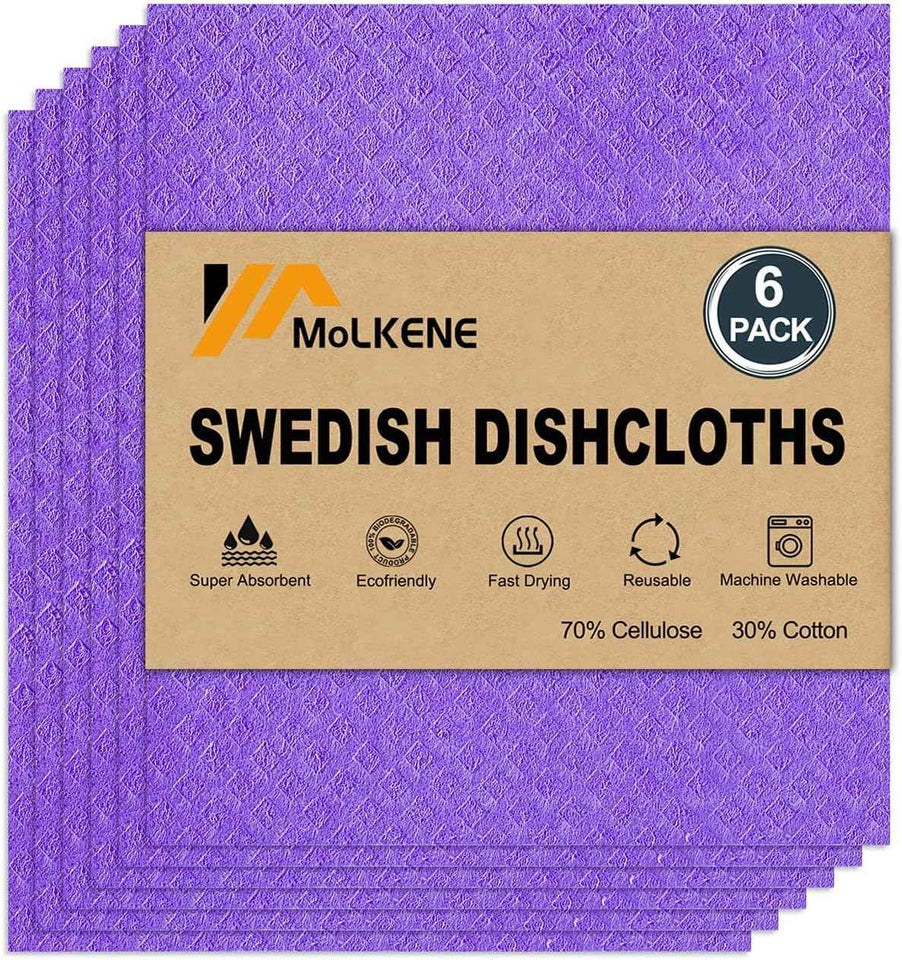 Swedish Dish Cloths - 10 Pack Reusable Kitchen Dishcloths - Ultra Absorbent Dish Towels for Washing Dishes - Cellulose Sponge Cloth Cleaning Rag - Assorted