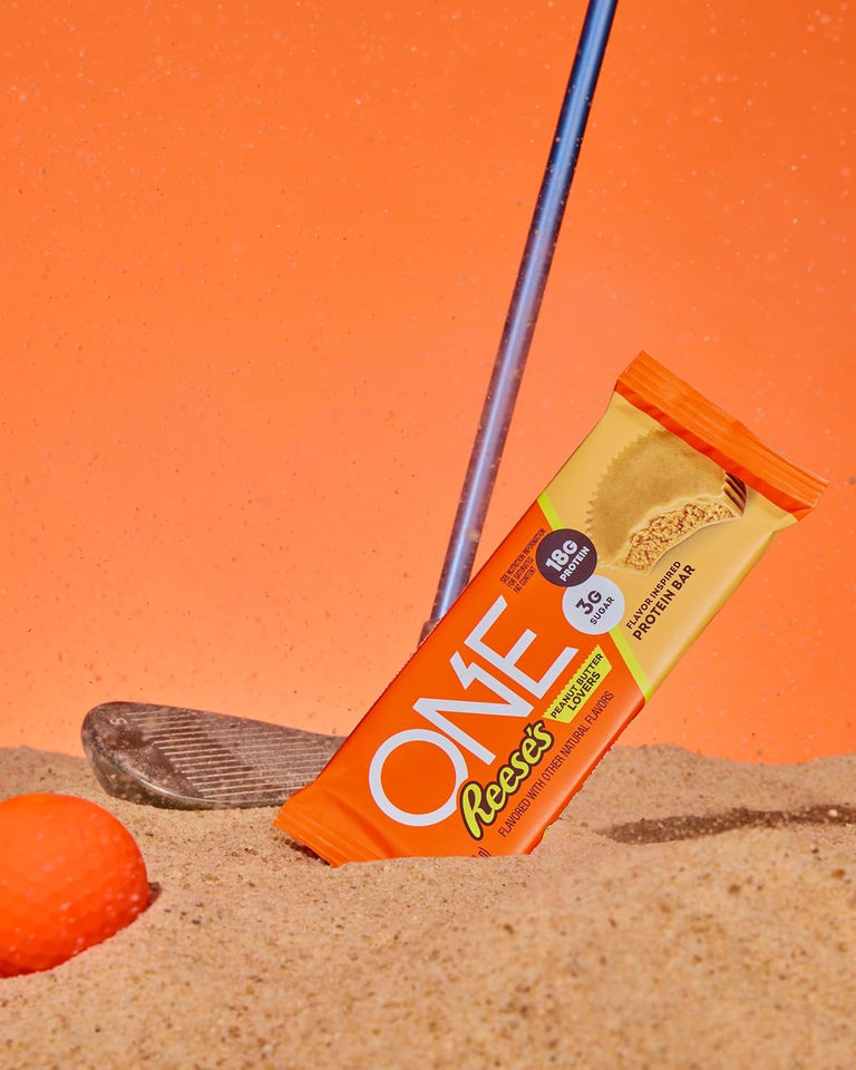 one protein bars reese's peanut butter lovers gluten free 18g protein 3g sugar 12 count