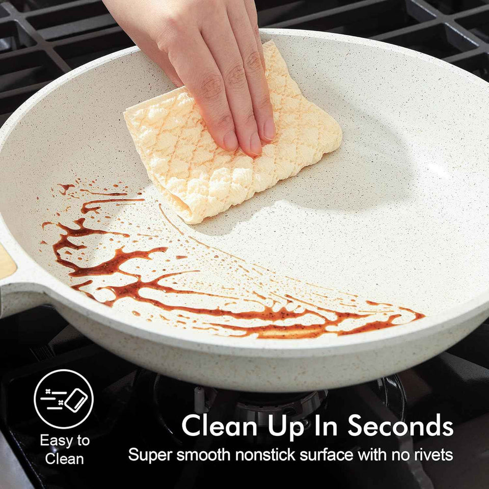 SENSARTE Nonstick Ceramic Frying Pan Skillet, 8-Inch Omelet Pan, Healthy Non Toxic Chef Pan, Induction Compatible Egg Pan with Heat Resistant Handle, PFAS-Free, White