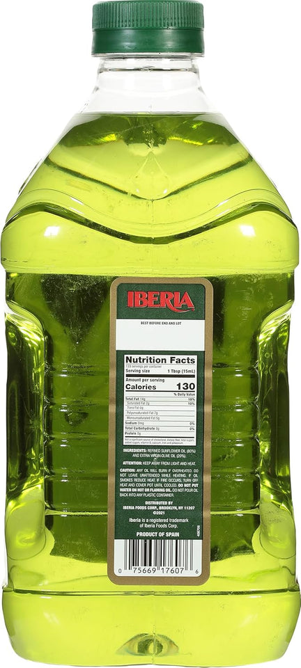 iberia premium blend sunflower oil extra virgin olive oil high heat frying 68 fl oz