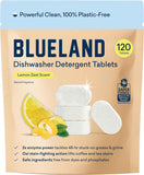 BLUELAND 100% Plastic-Free Dishwasher Detergent Tablets, 60 Count, Free & Clear, Eco-Friendly Dishwashing Pods, Natural, USDA Certified biobased