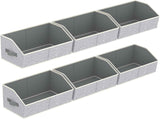 Closet Organizers Bins 6 Packs - Large Closet Shelf Organizer with Handles, Fabric Trapezoid Storage Bins, Collapsible Storage Cubes for Clothes, Towels, Light Gray