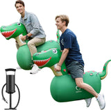 q pau inflatable bouncy dinosaur toys 2 pcs with hand pump, heavy duty giant bouncy pal, 220lbs load capacity, fun ride on bouncer for kids girls boys ages 5+