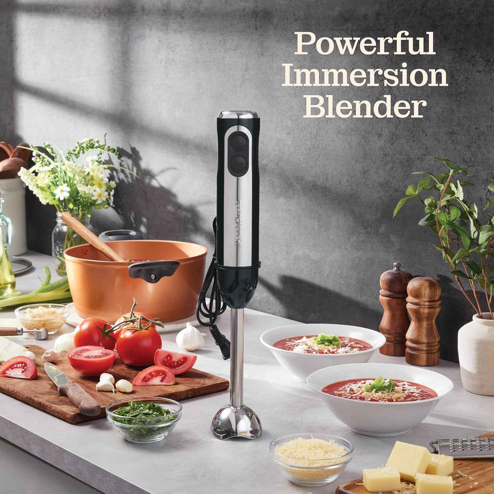 Powerful 500 Watt Immersion Blender with Turbo Mode, Detachable Base, 304 Stainless Steel Blades