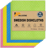 Swedish Dish Cloths - 10 Pack Reusable Kitchen Dishcloths - Ultra Absorbent Dish Towels for Washing Dishes - Cellulose Sponge Cloth Cleaning Rag - Assorted