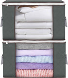 90 L Large Storage Bags, 6 Pack Clothes Storage Bins Foldable Closet Organizers Storage Containers with Reinforced Handle for Clothing, Blanket, Comforters, Bed Sheets, Pillows and Toys (Gray)