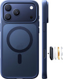 TORRAS Stronger Magnetic & Shockproof for iPhone 17 Pro Max Case, Fit for MagSafe, Military Grade Drop Protection, Camera Control, DIY Button, Slim Fit for iPhone 17 Pro Max Case Translucent Deep Blue