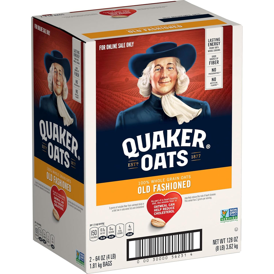 Quaker Old Fashioned Rolled Oats Non GMO Project Verified 2 x 64oz Bags Heart Healthy Whole Grains