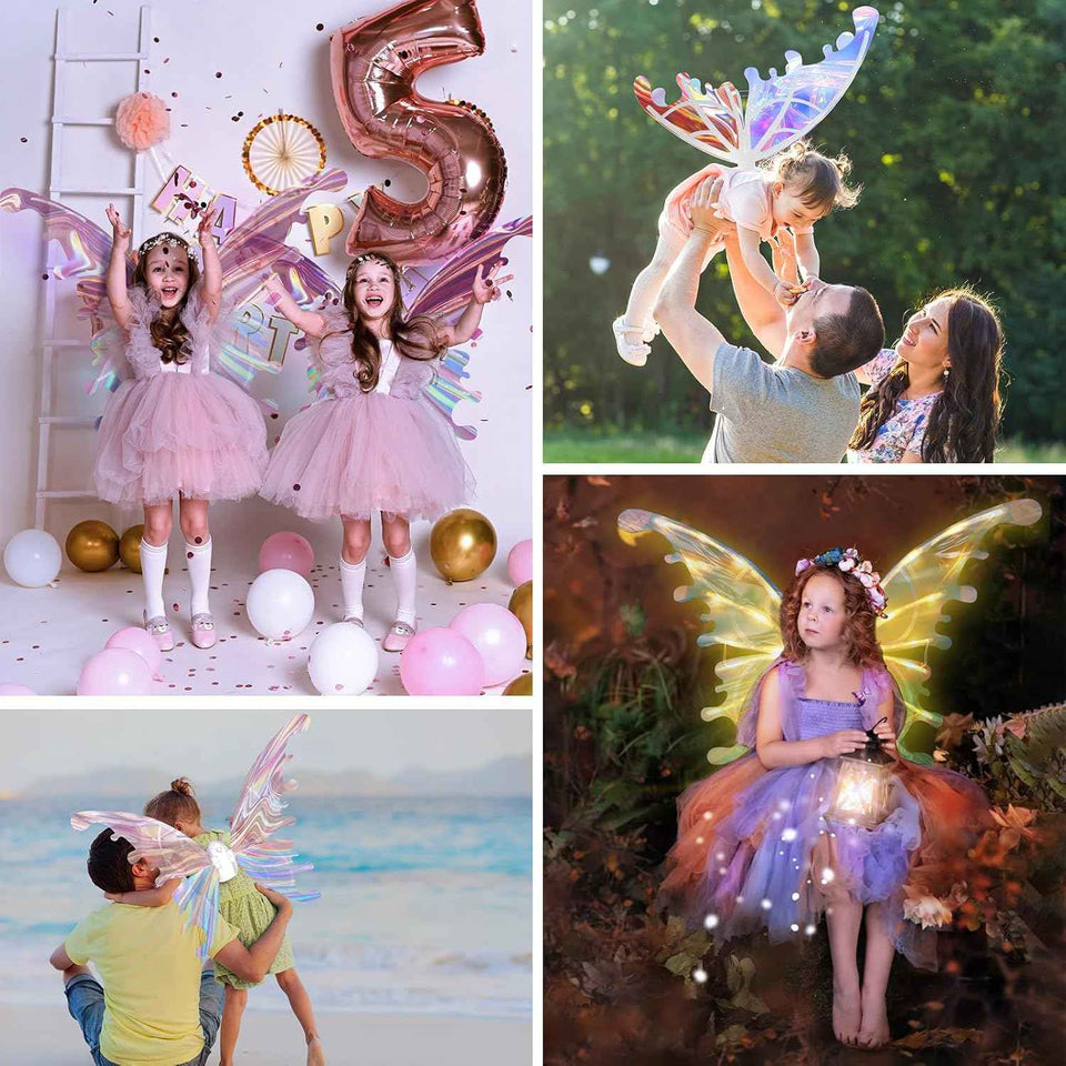 maysida Electric Fairy Wings for Girls, Light Up Moving Butterfly Wings with LED Lights and Music, Toy for Kids as Halloween Valentine Birthday Christmas Party Costume Princess Cosplay Dress Up Gift