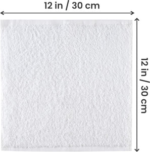 utopia 24 pack cotton washcloths set, 100% ring spun cotton, premium quality flannel face cloths, highly absorbent and soft feel fingertip towels, white