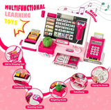 kids cash register toy with music real calculator scanner learning for 3-8 year old girl