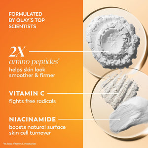 olay vitamin c max face moisturizer for women, hydrating and brightening cream with niacinamide, peptides, 1.7 oz