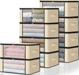HomeHacks Storage 3-Pack Clothes Organizer Storage Bags Foldable Storage Box with Large Clear Window Sturdy Handles for Closet, Dorm, Pillows, Bedding, Clothes, Blankets, 35L, Gray