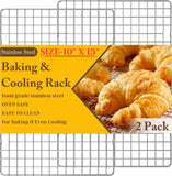 10" x 15" Heavy Duty Stainless Steel Wire Racks for Baking, Grilling, Roasting - Oven & Dishwasher Safe - Silver