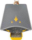 Cat Litter Mat - 23.2'' x 14.6'' Small Litter Trapping Mat, Easy to Clean Litter Box Mat, Waterproof, Urine-Proof, Non-Slip Kitty Litter Mats for Floor, Grey