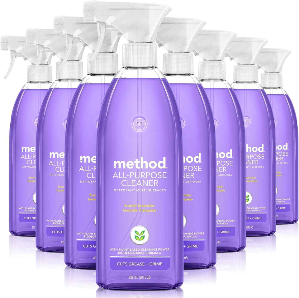 Method All-Purpose Cleaner Spray, French Lavender, Perfect for Most Counters, Tiles and More, 28 Fl Oz, (Pack of 4)