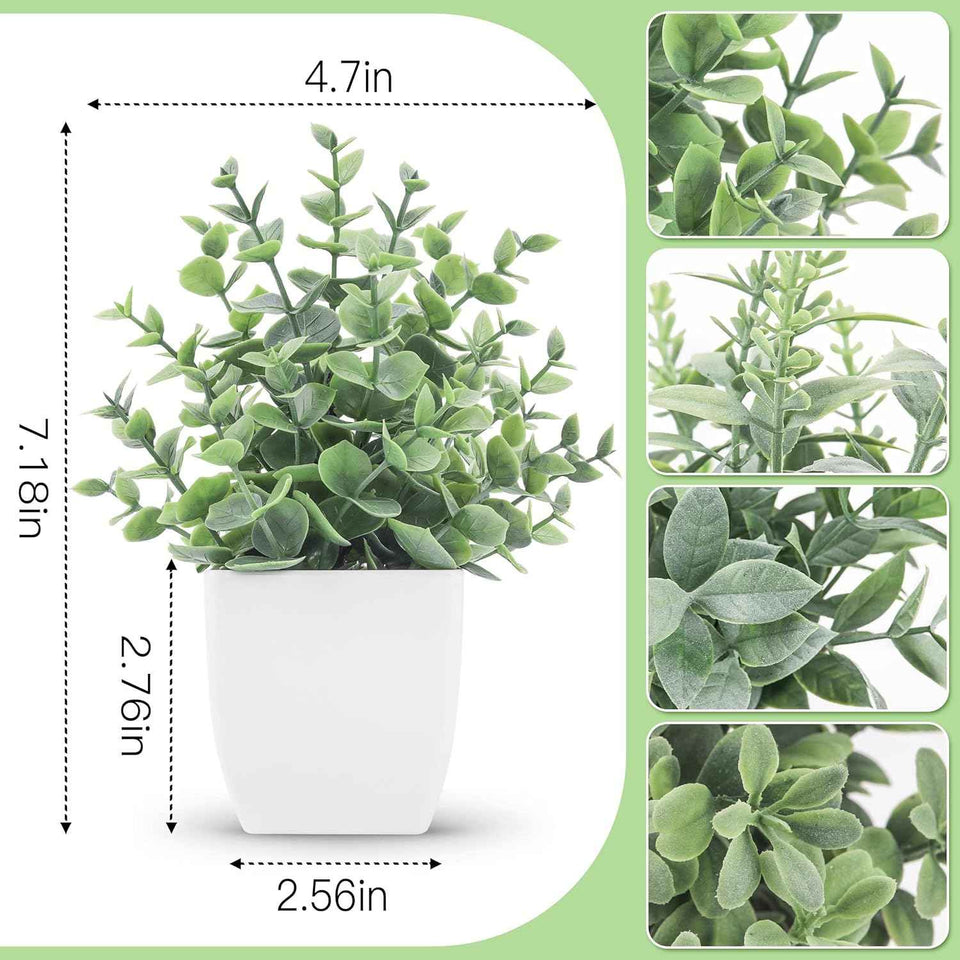 Der Rose 4 Pack Fake Plants Mini Artificial Greenery Potted Plants for Home Decor Indoor Office Table Room Farmhouse Bathroom Decor