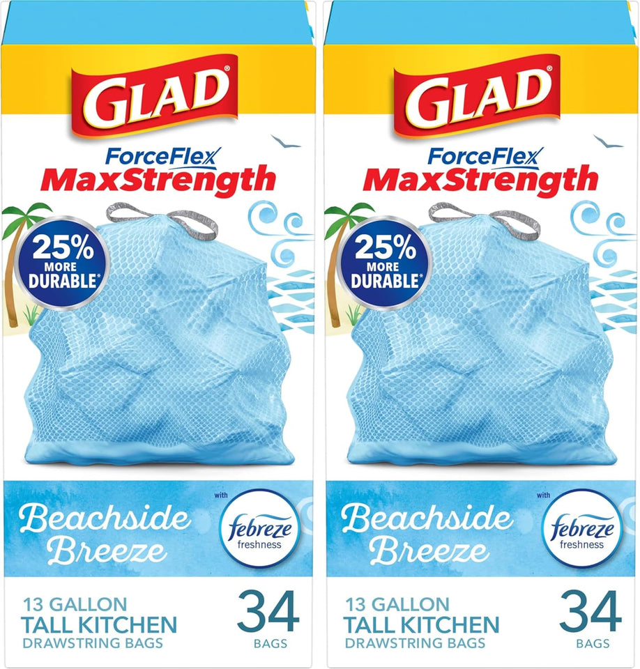 Glad Tall Kitchen Trash Bags 13 Gallon, MaxStrength Cherry Blossom Garbage Bags, Drawstring, 90 Count - Rayz Mart