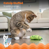Catstages Crunchy Pickle Kicker Cat Toy 6.5 inches Plush Crinkle Catnip Dental Mesh Toy