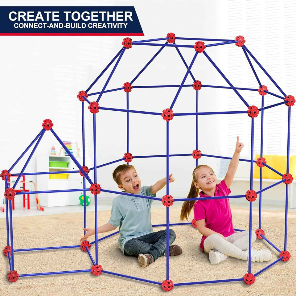 OleFun 180 Pack Fort Building Kits for Kids Ages 4-8 STEM Building Toys DIY Castles Tunnels Play Tent Gifts