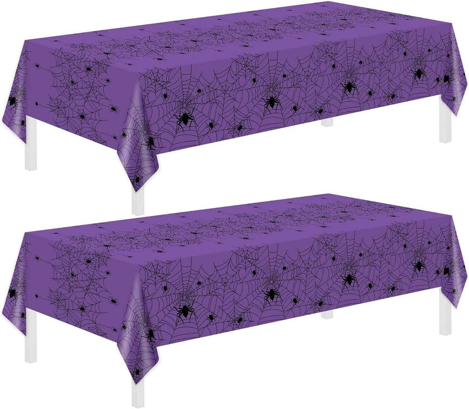 Childom 2 Pack Christmas Tablecloths,Christmas Party Decoration,54 x 108 Inch,Disposable Plastic Table Cloths Rectangular for Party Supplies,Xmas Tree Table Cover for Home,Dinner,Indoor,Outdoor,Picnic