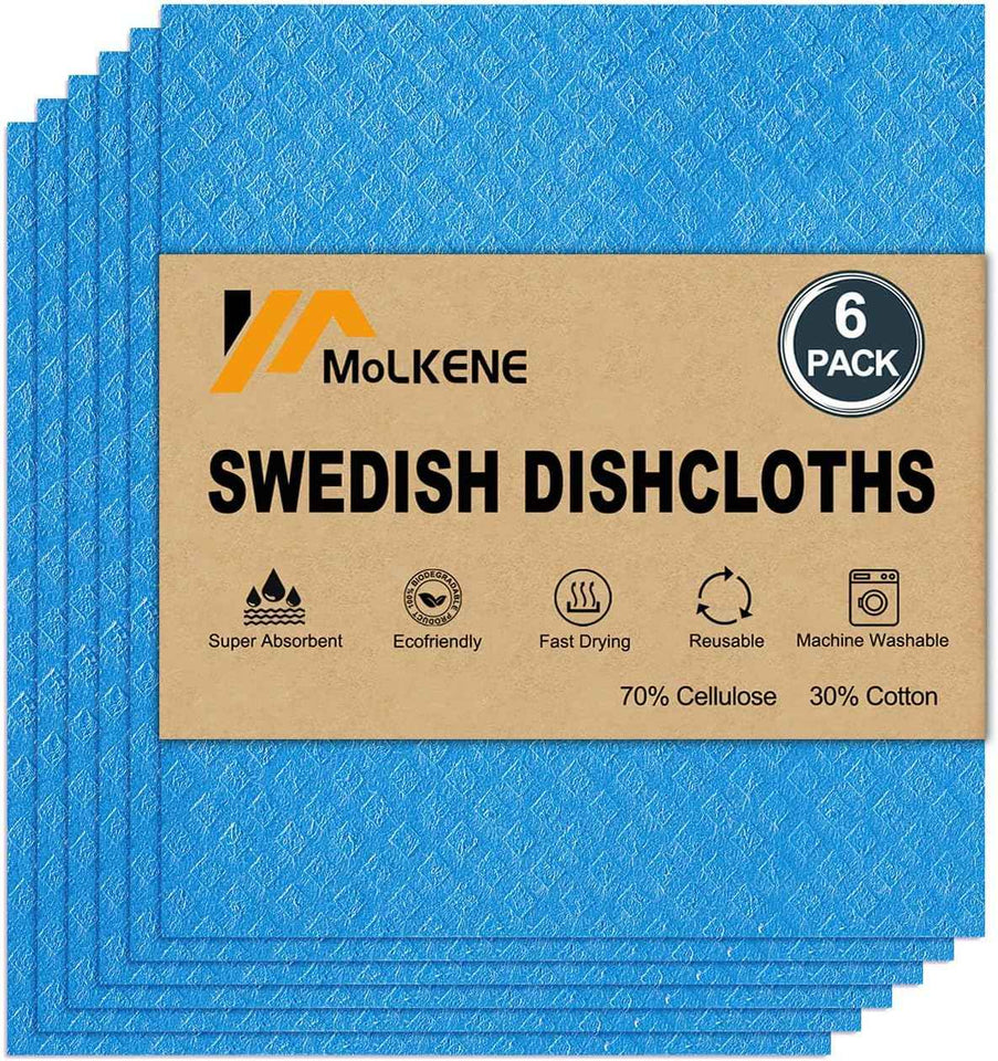 Swedish Dish Cloths - 10 Pack Reusable Kitchen Dishcloths - Ultra Absorbent Dish Towels for Washing Dishes - Cellulose Sponge Cloth Cleaning Rag - Assorted