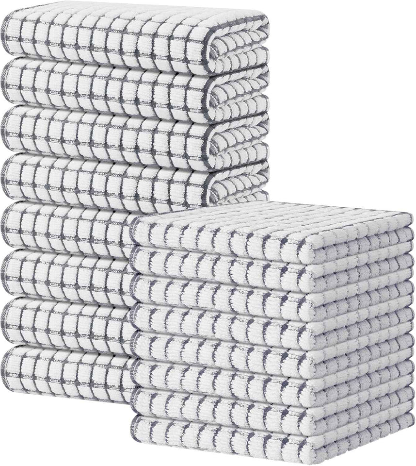 Kitinjoy Cotton 8 Pack Terry Kitchen Dish Cloths, 12 x 12 Inches Super Soft and Absorbent Dish Rags, Quick Drying Dish Towels for Washing Dishes, Mixed Color